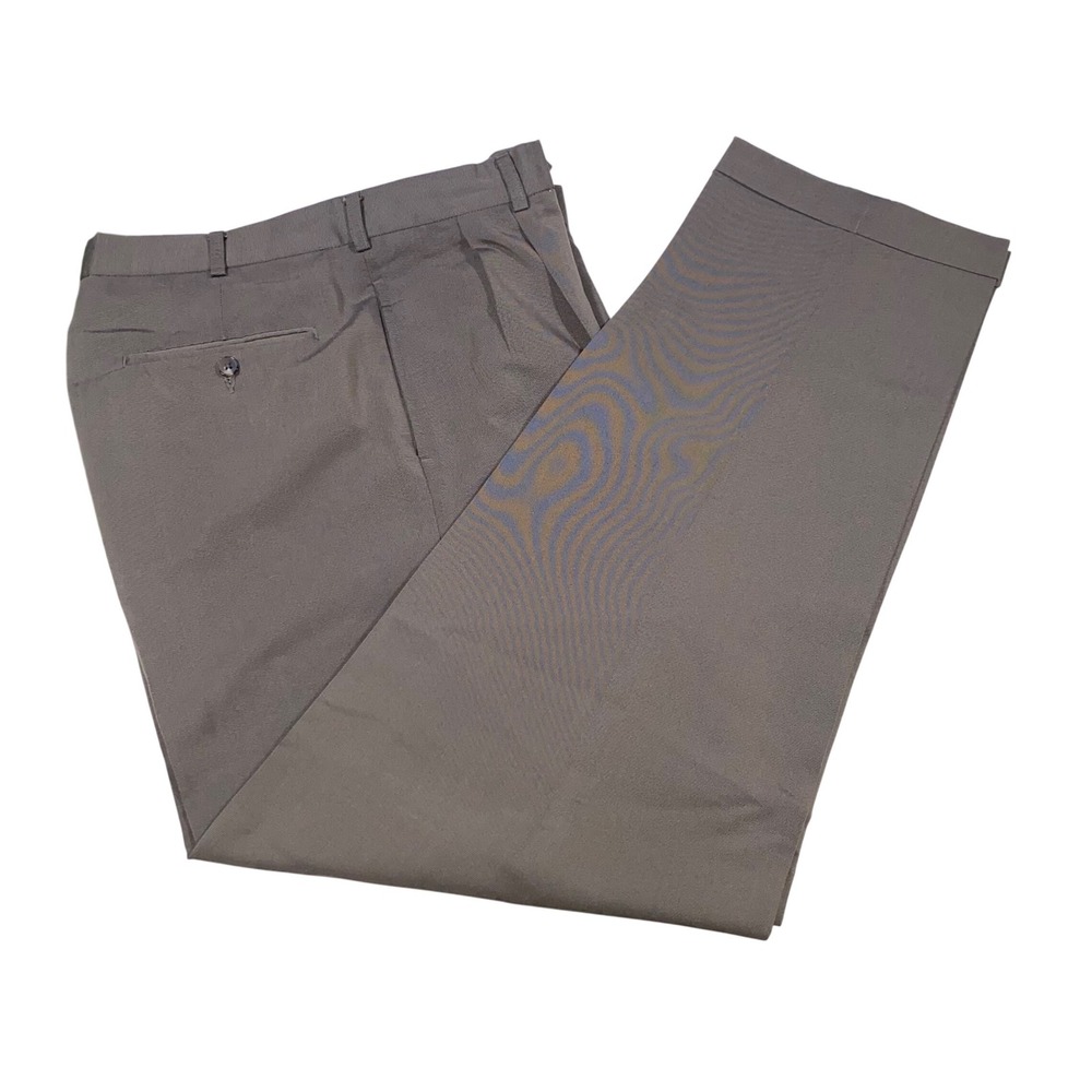 Perry Ellis Mens Pleated Casual Dress Pants Gray Flat Front Size‎ 34x30